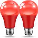 Red Light Bulb for Outdoor Porch, 9W(60W Equivalent) E26 Base LED Red Bulb for Christmas, Halloween,Wedding,Party,Bar,Holiday Lighting,Home Decor, 2-Pack