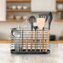 Large Utensil Holder for Kitchen Counter - Cooking Utensil Holder Organizer with Diatomaceous Earth Base - Prevents Water Buildup and Dries Instantly, Kitchen Holder for Cooking Utensils Black