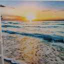 Wave Canvas Wall Art Sunset Ocean Nature Pictures Ready to Hang for Living Room Bedroom Home Decorations Modern Large Size Stretched Seascape Giclee Artwork Ready to Hang 30x40 Inch