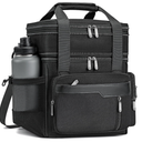 Insulated Lunch Box for Men, Double Deck Reusable Lunch Bag for Women, Leakproof Lunch Cooler Durable Waterproof Expandable - Lunchbox for Adult Work, Black,16L