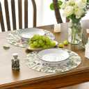 Artoid Mode Antique Herbs Wild Flowers Spring Round Placemats Set of 6, 14 Inch Summer Round Table Mats for Dining Decoration