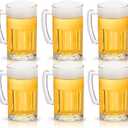 COKTIK 6 Pack Heavy Large Beer Glasses with Handle - 20 Ounce Glass Steins, Classic Beer Mug glasses Set