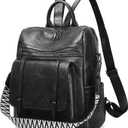 WYFJNX Fashion Backpack Purse for Women, Black PU Leather Backpack Purse Medium Size, Convertible Shoulder Bags Handbag, Suitable for Women for Shopping, Traveling, Work