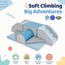 TODIBY Foam Climbing Blocks for Toddlers (12-Piece Set) | Indoor Climbing Toys with Slide & Stairs | Soft Arch Crawl & Climb Play Set | PU Leather Easy-Clean Foam Blocks | Safe Active Play for Kids, Large