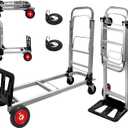 Aluminium Hand Truck Dolly Heavy Duty 440lbs Capacity 2 in 1 Convertible Folding Hand Truck with Pneumatic Wheels and Telescoping Handles,Portable Dolly Cart with Bungee Cords for Moving.