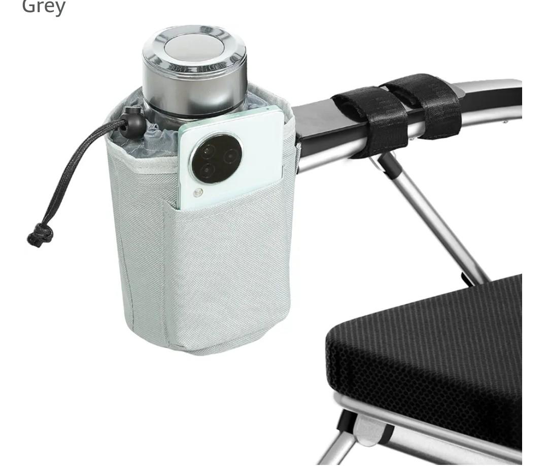 TYYIHUA Cup Holder and Phone Holder for Power Wheelchair, Compatible with Most Electric Wheelchairs, Secure & Convenient Drink Carrier, Grey