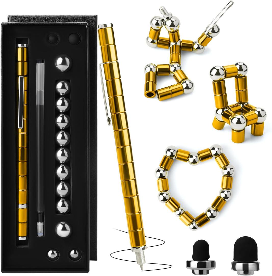SUKIPIN Magnetic Fidget Pen Gold, Golden Fidget Pen, Fidget Pens for Adults, Easter Basket Stuffers, Valentines Day Gifts (Gold)