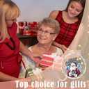 ZOFGUO Blue Chinoiserie Christmas Santa Ornament, Grandmillennial Santa Gift Box Clear Christmas Ornaments Decorations, Vintage Xmas Decorative Hanging Glass Ornament for Xmas Tree Car Holiday Decor