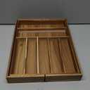 Kiasthome Acacia Wood Kitchen Silverware Drawer Organizer, Expandable Utensil Cutlery Drawer Organizer with Dividers, Flatware Organizer Silverware Tray for Spoon, Fork, 13''-20''x16.9'' (7-9 Slots)