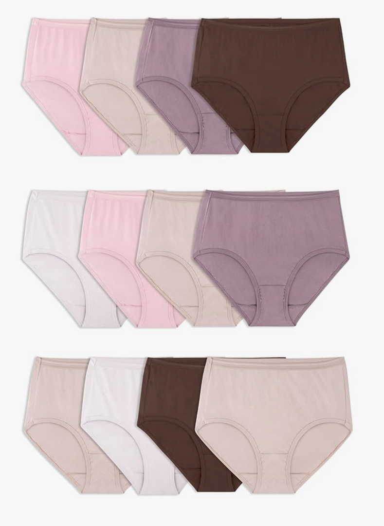 Fruit of the Loom Women's Eversoft Cotton Underwear Multipacks, Tag Free & Breathable, Color: Brief - Assorted Body Tones, Size: 9