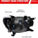 for Toyota Tacoma 2012 2013 2014 2015 Headlight Assembly 2012-2015 Tacoma Halogen Headlamp Chrome Housing Amber Reflector Driver Side and Passenger Side(Bulb Not Included)W/O Bulbs