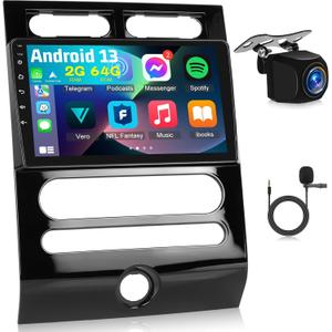 2+64G Android Car Stereo for Ford Expedition 2007-2014 (Auto A/C) - 9 Inch Touchscreen Radio with Wireless Carplay, Android Auto, WiFi, GPS Navigation, Equalizer, SWC, Mirror Link + AHD Backup Camera