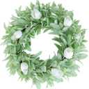 Seasons 18" Lambs Ear Wreaths, Artificial Wreath for Home Decor