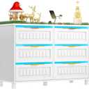 YITAHOME 8 Drawer Dresser for Bedroom, 47" Wide Farmhouse Wood Chest of Drawers with Metal Knobs, Anti-Tip Legs, Storage Dresser for Living Room, Entryway, Hallway, White