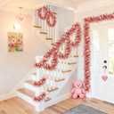 2 x 50Ft Valentines Heart Tinsel Garland, Rose Gold Heart Shiny Metallic Twist Valentines Day Garland Decorations for Indoor Outdoor Galentines Day Party Tree Home Wedding Mantle Decor