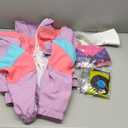 VillbeCoser Women's 80s 90s Outfits Tracksuit Costume Accessories Set, Color Block Windbreaker Jacket(Purple M)