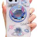 Magnetic Stand for iPhone 16 pro max Case with Magnetic Kawaii Cute Cartoon Design Soft TPU Shockproof Protective Case for Women Girls (Blue)