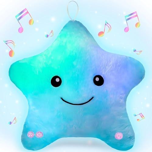 Subao Sensory Toys for Kids with Autism,14" Soft Toddler Pillow With Light &Music,Plush Star Night Light,Light Up Adhd Autism Sensory Products,Birthday Xmas Easter Gifts for Boys 3 4 5 6 7 8 9 10 Blue