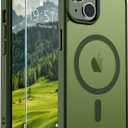 SUPFINE Magnetic for iPhone 14 Case & iPhone 13 Case (Compatible with MagSafe)(Military Grade Drop Protection) Translucent Matte Shockproof Phone Cover,Cangling Green