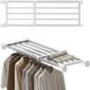 Hershii Tension Shelf Expandable Rod Closet System Heavy Duty Clothes Hanger Adjustable DIY Storage Organizer Freestanding Partitions Shoe Rack (23.62 - 31.49 inches, Ivory)