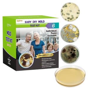 Mold Test Kit for Home Within 6 Individual Tests,DIY Detector at Home,Surface Mold,HVAC,Indoor Air Quality Testing Kits,Black Mold Testing,Includes Detailed Mold Identification Guide and Free Lab