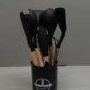 Eco-Friendly Silicone Kitchen Tools Sustainable Cooking Utensils 12-Piece Silicone Cookware Set | Custom Non-Stick, Heat-Resistant, BPA-Free Cooking Tools & Stirring Utensils (Black)