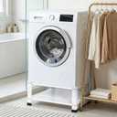 Washer Dryer Pedestal Set of 2 With Storage Shelf, 28.3 x 28.3 x 14 in, 800 lb Capacity Heavy Duty Carbon Steel Laundry Pedestals, White, 2 pcs