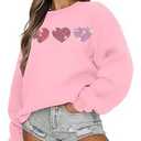 LUKYCILD Love Sweatshirt Women Valentine's Day Shirts Funny Graphic Long Sleeve Lightweight Shirt Holiday Pullover Tops, XXL