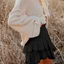 MIFOCAL Flowy Shorts for Women Casual Boho Ruffle Tiered Skorts High Waist Mini Skirts Golf Tennis Crochet Shorts (Pink, L)