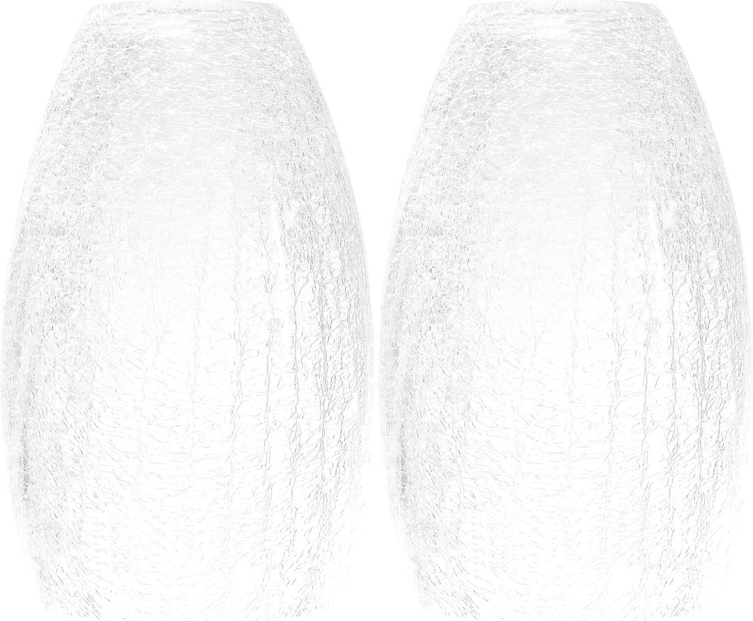 GO&SO 2 Pack Oval Clear Crackle Glass Lamp Shade Replacement,4"W x 7.8"H, 1.57" Fitter, Mini Lamp Shade Pendant Light Shade,High Transmittance for Wall Sconces/Chandelier/Kitchen Island Light