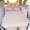 Inflatable Car Air Mattress Bed - SUV Truck Air Mattress Back Seat Camping Bed Thickened Universal Vehicle Sleeping Pad for Travel with Air Pump 2 Pillows (Beige)