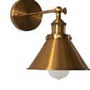 LITFAD Adjustable Wall Lighting Fixture Brass Finish 1 Light Wall Sconce 7" Industrial Wall Lamp with Cone Shade for Bedroom Living Room Restaurant