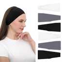 RITOPER Headbands for Women Non Slip, Wide Workout Headband Cotton Black White Head Bands Hair Bands for Women's Hair, Thick Headbands Head Wraps for Fashion, Yoga, Running, Spa Day, Party, Travel (Gray)