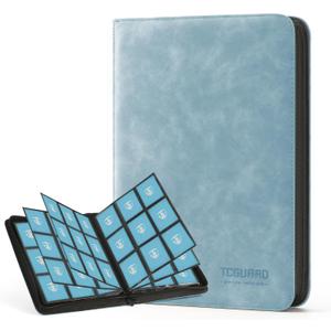 Trading Card Binder, 9 Side Loading Pocket Card Album Hold Up to 540, Zipper Binder for Collection, TCG Holder for Sports, Yugioh, MTG etc. (Sky Blue 9)