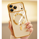 for iPhone 17 Pro Max Case with 1x Screen Protector, [Compatible with MagSafe] [Integrated Camera Protection], Non-Yellowing Slim Cute Women Girly Magnetic Cover for iPhone 17 Pro Max, Gold