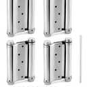 QWORK Heavy Duty Cafe Saloon Bars Door Swing Hinges, 4 Pack 5" Stainless Steel Self Closing Swing Hinges, Double Action Spring Door Hinges, Including Pins and Screws