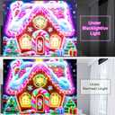 BlissYard Gingerbread House Christmas Blacklight Tapestry Neon Glow in the Dark Candy Tree Gift UV Reactive Holiday Wall Hanging for Bedroom Living Room Kids Party Decor 78x59 Inch