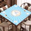 31.5'x31.5' Mahjong Mat for Table, Mahjong Cloth Cover, Mahjong Tablecloth for Poker, Board Games Table Mat, Card Games, Tile Games, Dominoes (Dog) (Pure Blue-dog)