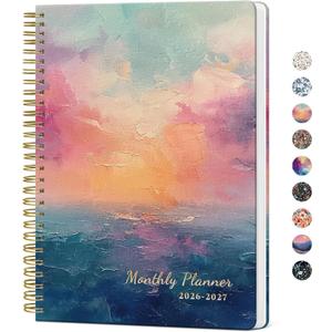 2 x Monthly Planner 2026-2027, Aesthetic 2 Year Months Planner Calendar, 24-Months from January 2026 - December 2027, 26-27 Monthly Calendar Planner, Perfect for School Office Home, 7" x 10" - Sunset