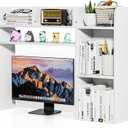 YGYQZ Desktop Bookshelf, White Desk Hutch with 6 Shelves for Computer Desk, Multipurpose Wood Desk Shelf Storage Organizer for Dorm Office Home, 7.87 x 37 x 28.74 inches