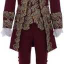 MelangCos Men's Victorian Costume Rococo Costume Suit Prince Cosplay Regency Costume for Halloween (Large, Maroon)