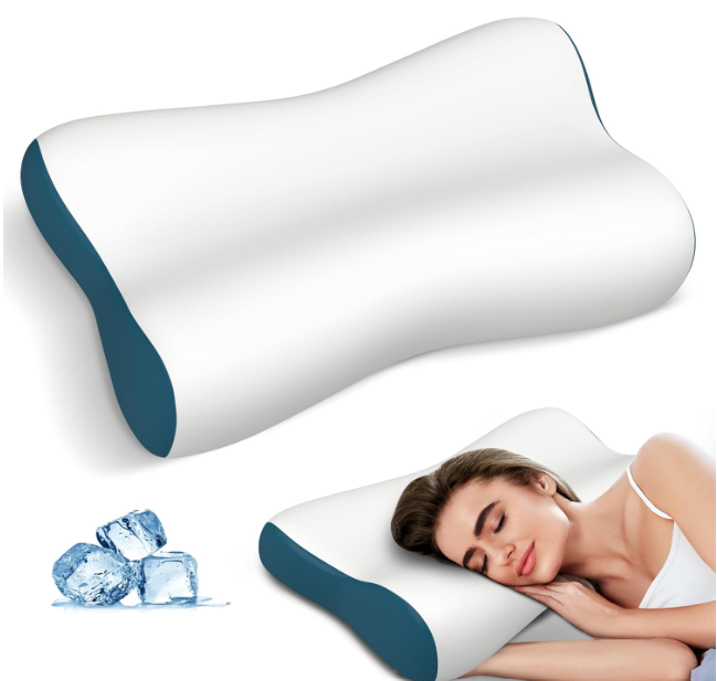Polovo Cervical Neck Pillow for Pain Relief, Contour Memory Foam Pillows for Sleeping, Ergonomic Pillow Orthopedic Cooling Pillow Bed Pillow Neck Support for Side Back Stomach Sleepers