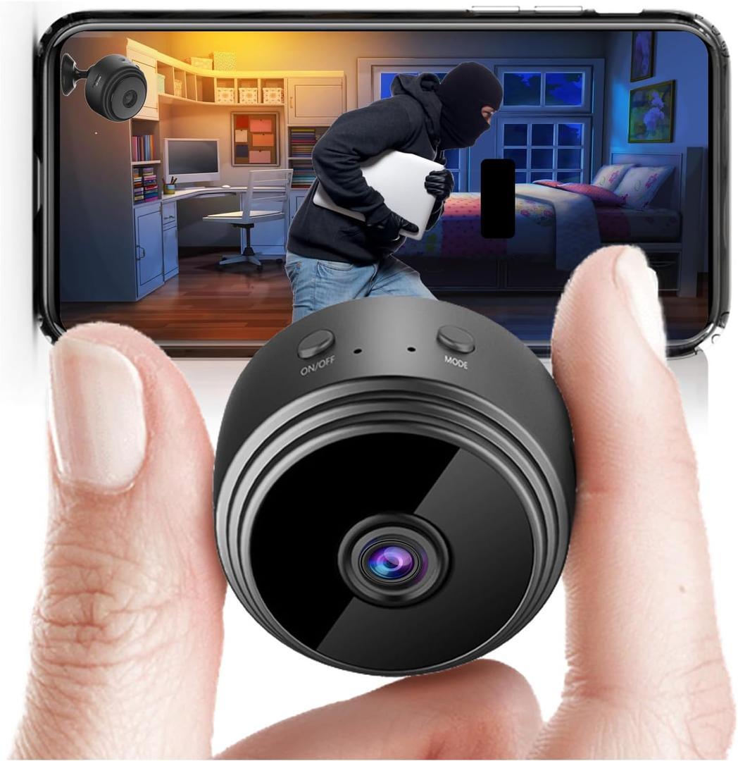 2025 Upgraded Small Camera Wireless Indoor - WiFi Small Cameras Wireless - 1080P HD Home Security Camera Vision (Black)
