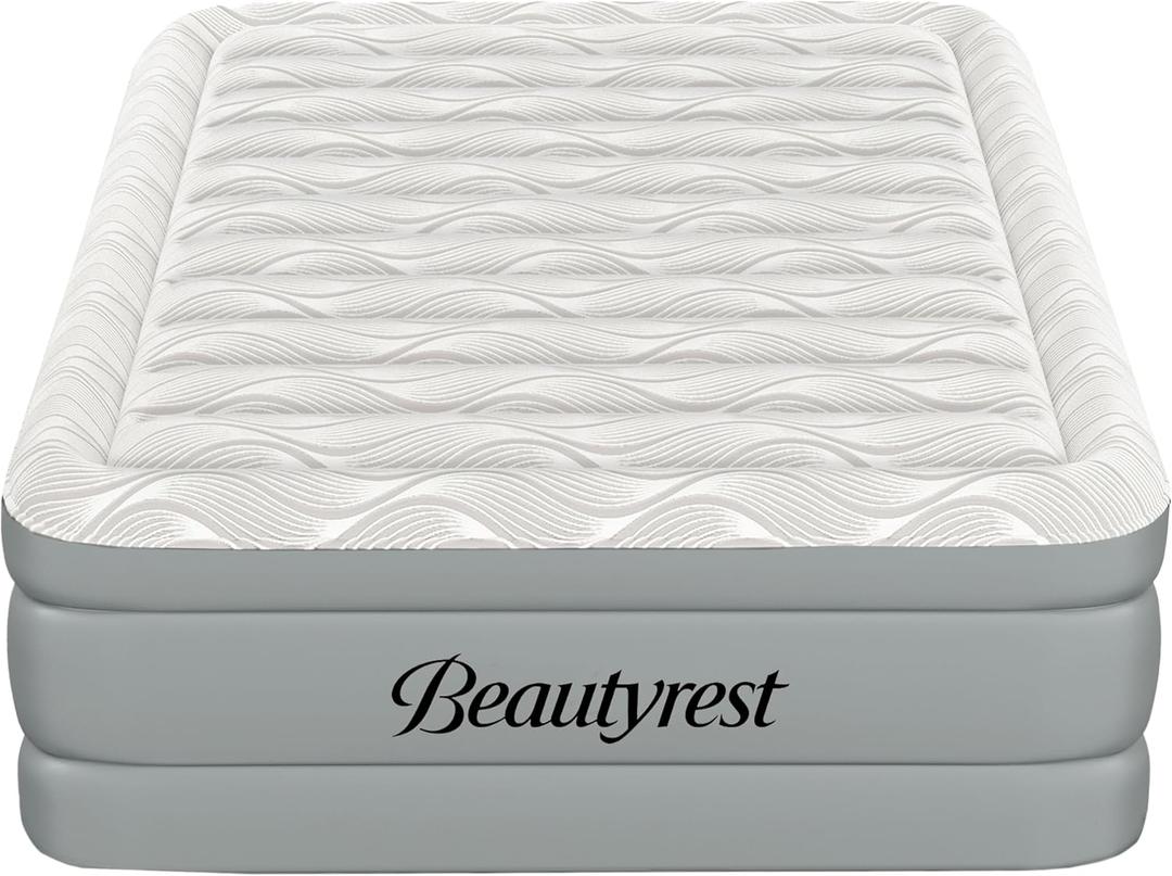 Beautyrest Luxaire, Queen Size Luxury Air Mattress, 20 Inch Height with Cool Vent Top, Smart Auto Shut-Off Pump, Puncture Resistant Ever Firm Fabric with Edge Support