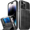 VENA vCommute for iPhone 14 Pro Max Wallet Case, Black Slate | Military-Grade Drop Protection, Premium Leather Magnetic Flap Cover, Hidden Card Holder, RFID Blocking, Multi-Angle Kickstand