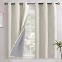 YoungsTex Linen Blackout Curtains 45 Inch Long for Bedroom, Short Thermal Insulated Black Out Drapes with Grommet Privacy for Kitchen Bathroom Window, 2 Panels, 42 X 45 Inch