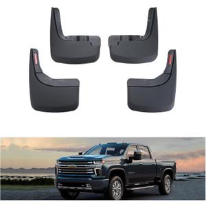 Kiwi Master Mud Flaps for 2019-2025 Chevy Silverado 1500 Accessories Heavy Duty Front & Rear Mud Splash Guards (NOT FITS ZR2, LT Trail Boss, Custom Trail Boss), Non-Drilling