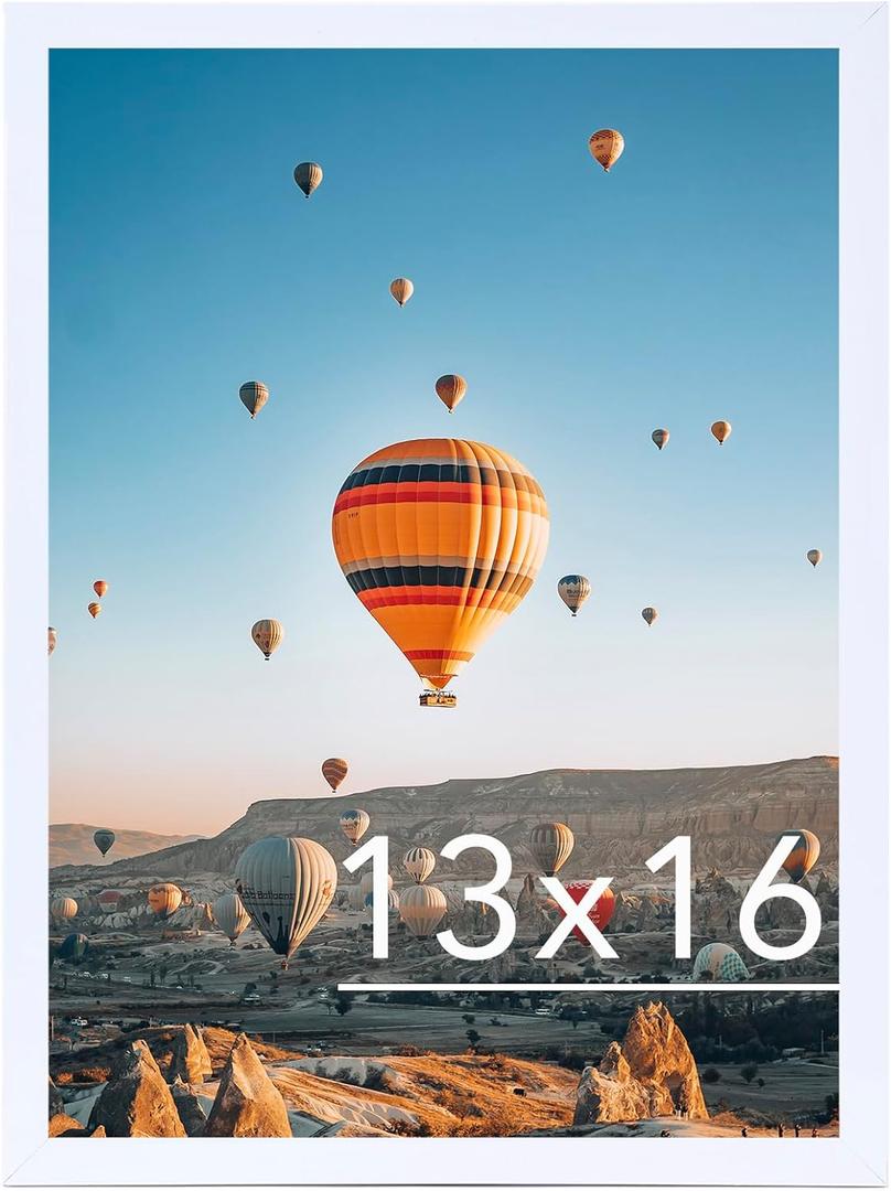 13x16 Picture Frame White for Wall Hanging, Wall Mounting Horizontally or Vertically, 13 x 16 Wall Gallery Poster Photo Frame with Shatter Resistant Plexiglass, White