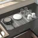 NiHome Extra-Large Trifold Dish Drying Mat, Foldable Compact Easy Storage Silicone Drying Mat for Kitchen Counter Heat & Cold Resistant, Anti-Slip Durable Dish Drying Kitchen Mat (Translucent White)