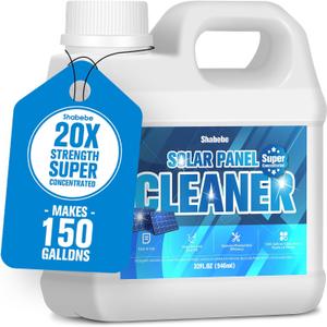 Shabebe Solar Panel Cleaner 32oz (Makes 150 Gallons)  20X Strength Super Concentrated Glass & Solar Panel Cleaning, Industrial Grade StreakFree Fast Dry Remove Oils, Water Spots, Dust, Droppings